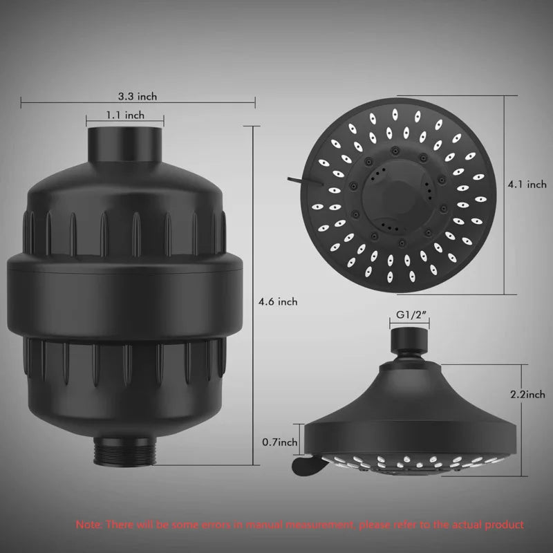 5 Modes High Pressure Shower Head 4 Inch High Flow Fixed Showerheads Sprayer Bathroom Rain Showerhead Faucet Replacement Part Solveify